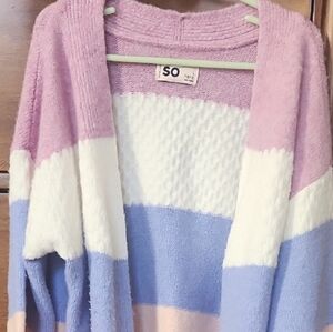 SO Girl's Colorblock Cardigan - Pink, Peach, Blue, White